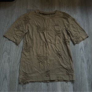 Madeline Distressed Short Sleeve Tee in Brown